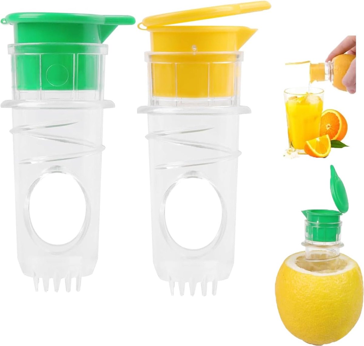 2-delige citruspers set, draagbaar, met filter, geïntegreerd deksel, sokkel