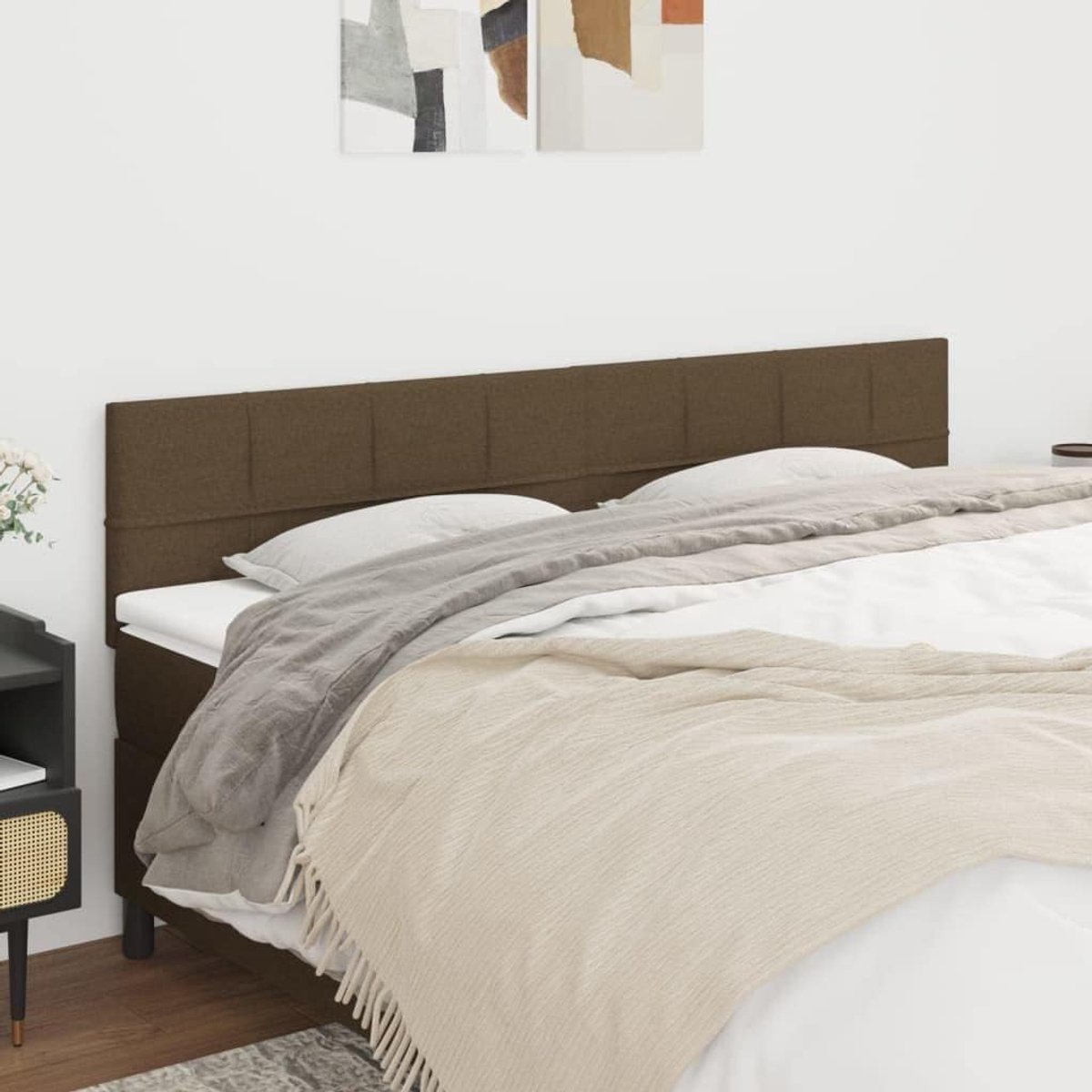 Hoofdbord, 2 stuks, donkerbruin 100 x 5 x 78/88 cm, stoffen hoofdeinde voor de slaapkamer, hotel, hoofdeinde, werkkamer, voor slaapkamer, tweede slaapkamer, hotel