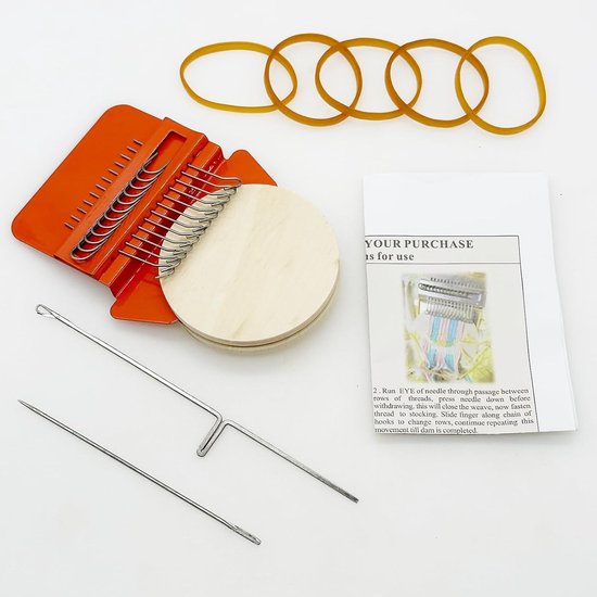 Kleine weefmachine met 12 haken, 50 kleuren stopdraden voor DIY patronen en kledingreparatie — afbeelding 2