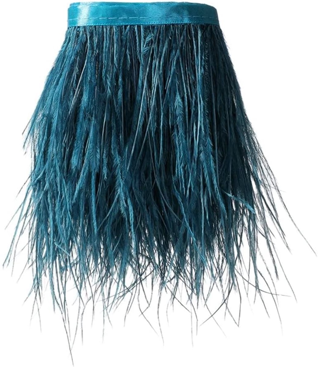 1,86 m franjesveren - voor kleding, naaien, handwerk, kostuumdecoratie (goud-blauw)