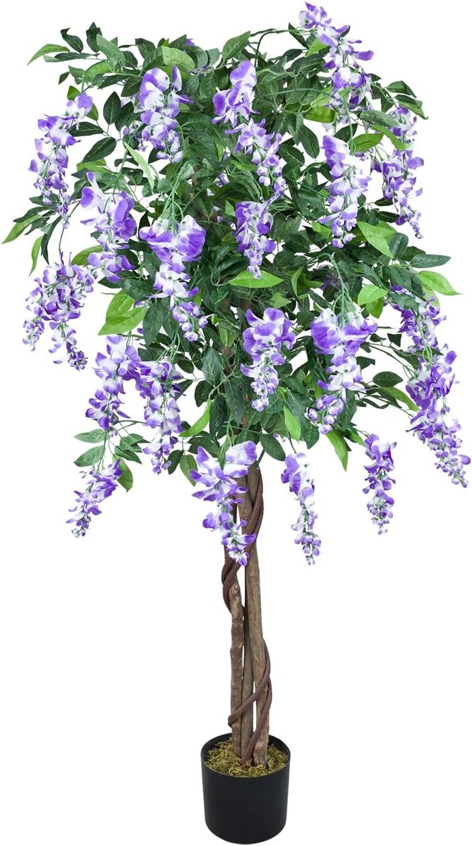 Blauwe regen Wisteria Glyzinie kunstplant kunstplant kunstbloem 160 cm interieurdecoratie kunstplant als echt in pot