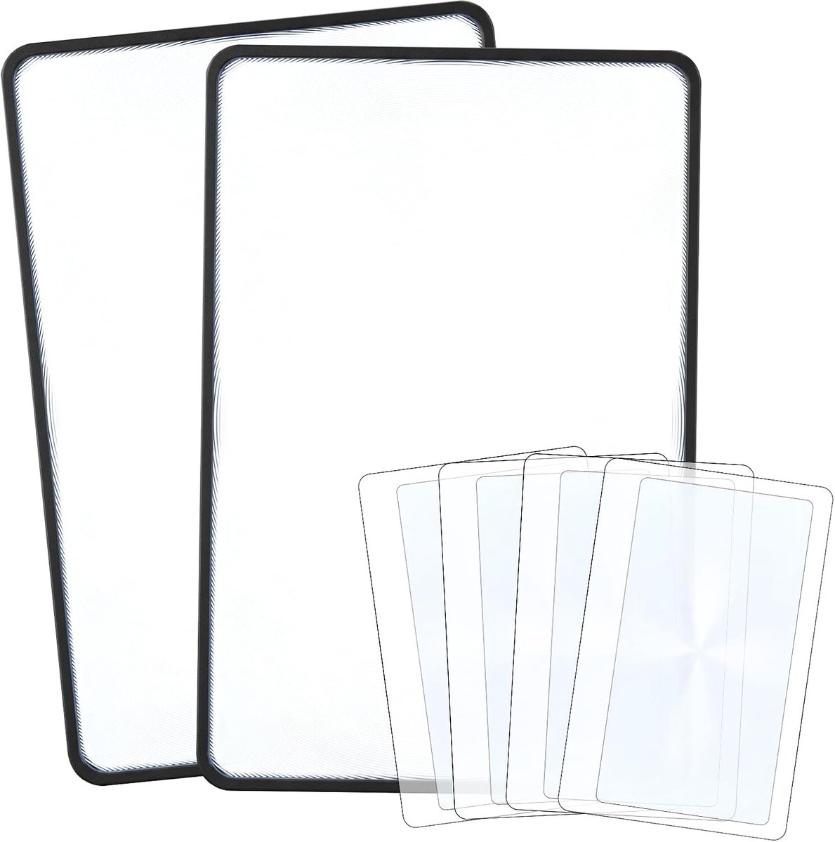 6 stuks 3X volledige pagina's leesloep leesloep, vergrootglas leeshulp | 2 grote en 4 kleine kunststff lichte rechthoekige leesloep voor senioren en laag zicht voor het lezen van boeken, kranten