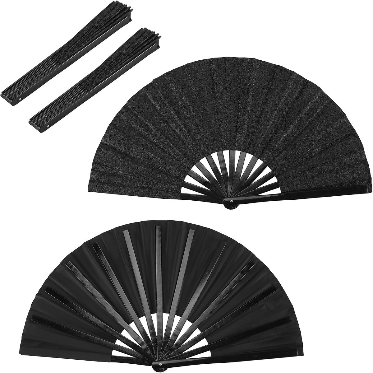 Vouwbare Handventilator Set van 4 - 33 cm PVC en Bamboe voor Festivals, Feestjes en Kostuums