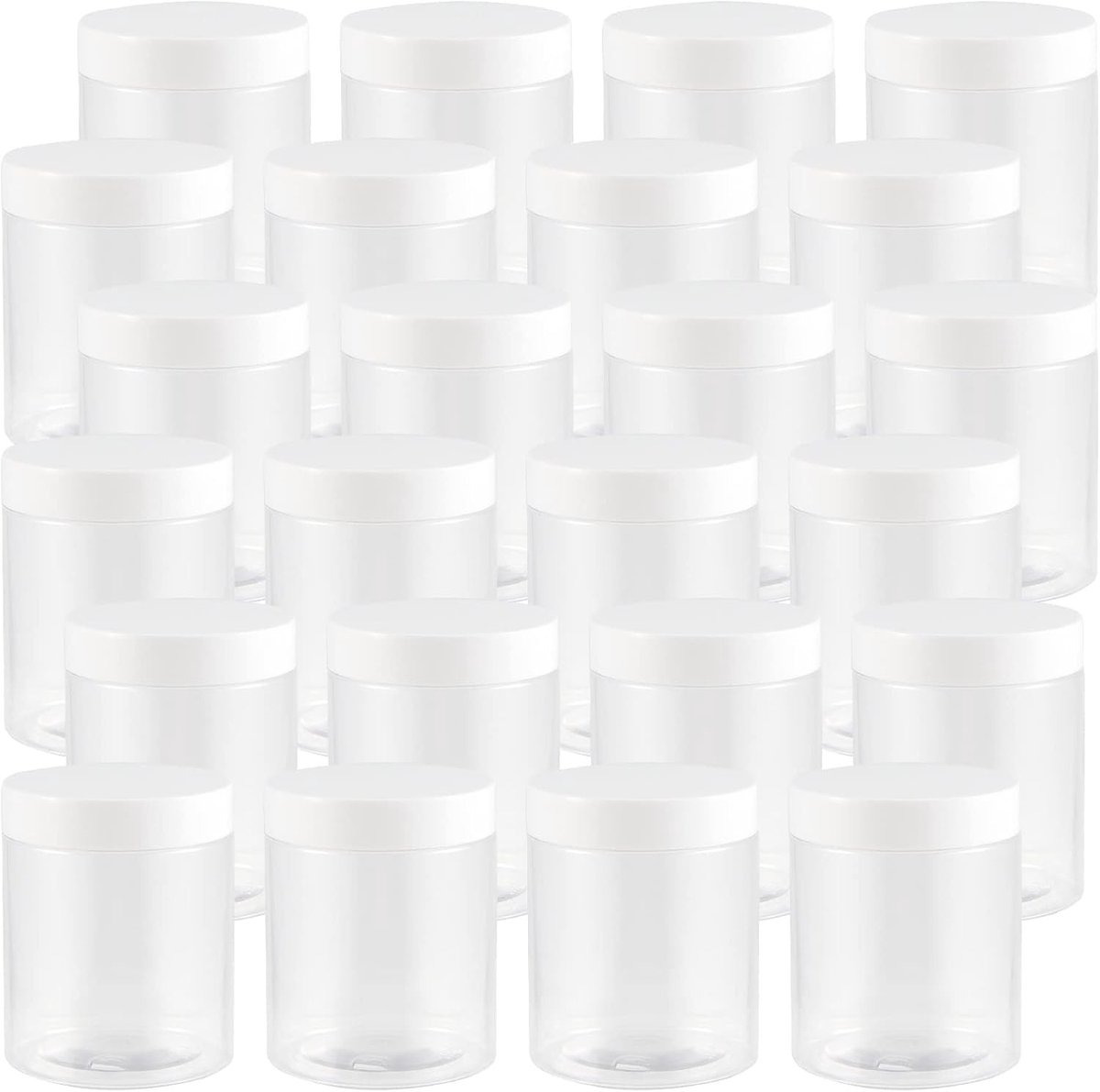 250ml/8oz Duidelijke Plastic Potten met Deksel, 24 Stuks Lege Opslagpotten voor Specerijen, Knutselen en Cosmetica