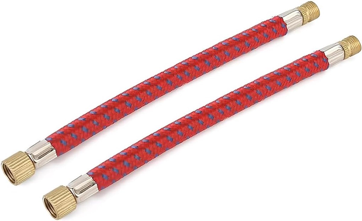 Slangverlenging voor fietspomp, flexibel rubber, voor het oppompen van banden van fietsen, scooters, motorfietsen (16 cm, rood)