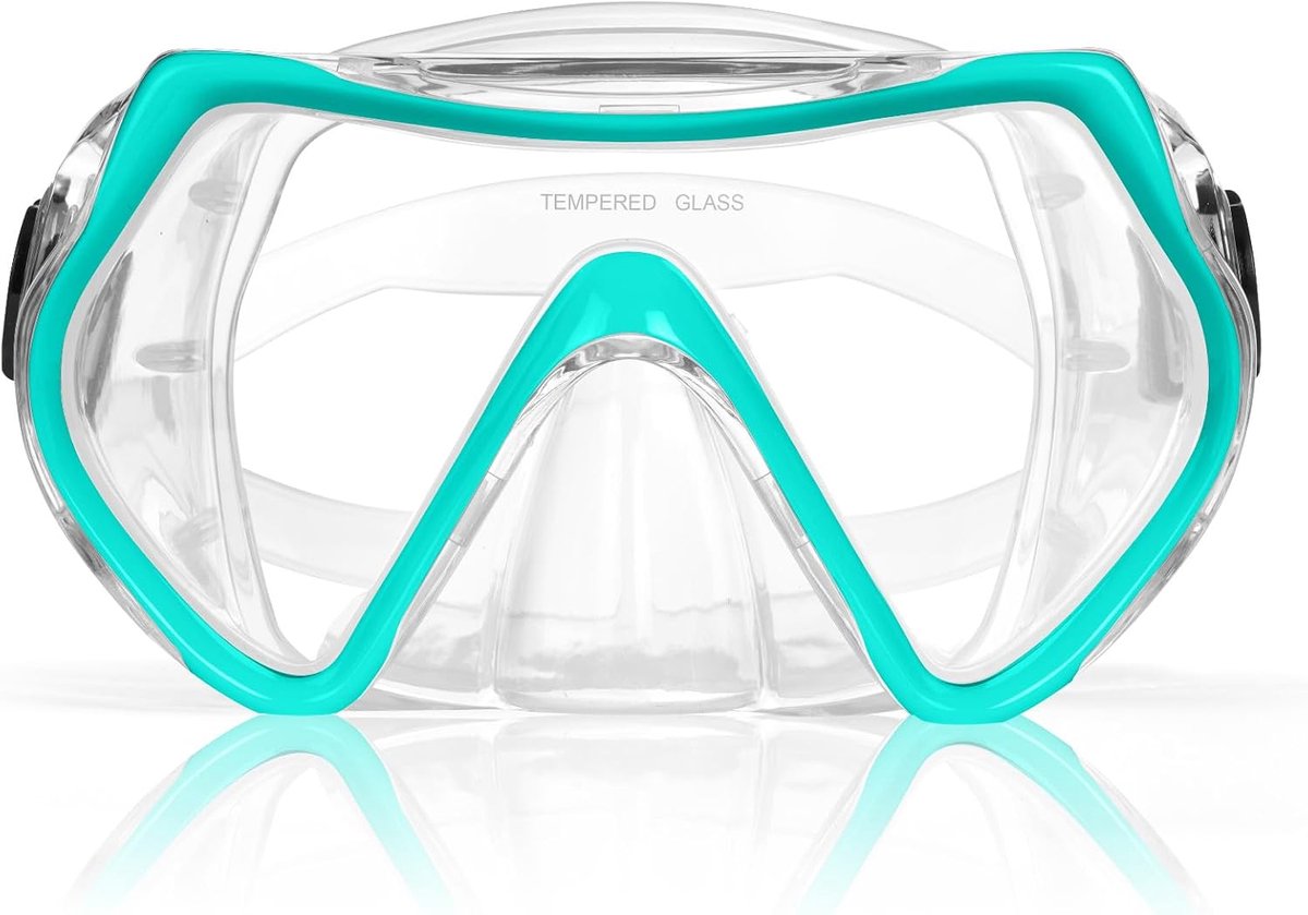 Duikmasker van gehard glas voor heren en dames, condens- en lekvrij duikbril met 180° panoramisch zicht en neusbescherming voor snorkelen, freediving en zwemmen