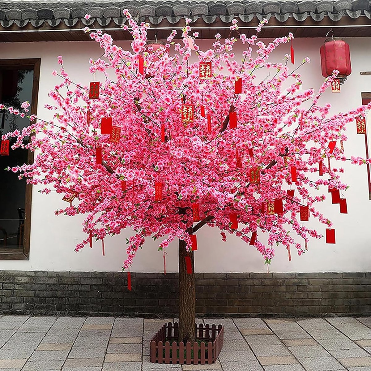 Kunstmatige Kersenbloesem Bomen Perzik Bloesem Boom Handgemaakte Nep Sakura Zijden Bloem Perzik Indoor Outdoor Bruiloft Evenement Feest Restaurant Winkelcentrum Decor,2X1.5M