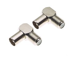 Coax kabel haakse connector door Keple, Pak van 2-75 Ohm F Type 90 graden connector, L-vorm RF-adapter voor gemonteerde TV, DVD, satelliet ontvanger, F-type kabel connectoren voor krappe hoeken
