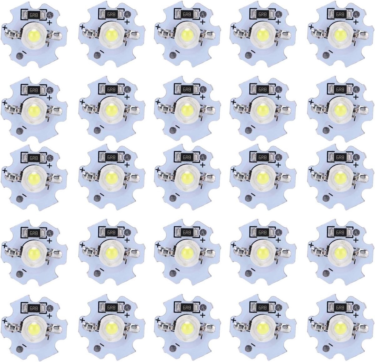 1W 5V LED-chiplamplichtkralen Verkrijgbaar in Meerdere Kleuren Superheldere Krachtige Lampkralen （25-pack）(Koud wit licht)