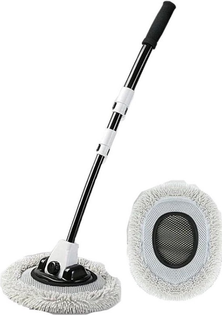 Roxana® - Borstel - Auto - Reiniging - Verstelbaar - 50-102 cm - 0,5 kg - Draaibaar - Zwart - Wit - Auto - Wasborstel