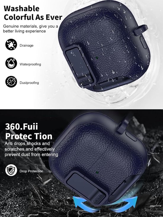 Hoes voor Huawei FreeClip 2 oordopjes, zachte TPU+PC cover, waterdicht, toergy schokbestendig, krasbescherming, eenvoudig te dragen, met sleutelkoord & sleutelhanger en reinigingskit (blauw) — afbeelding 3