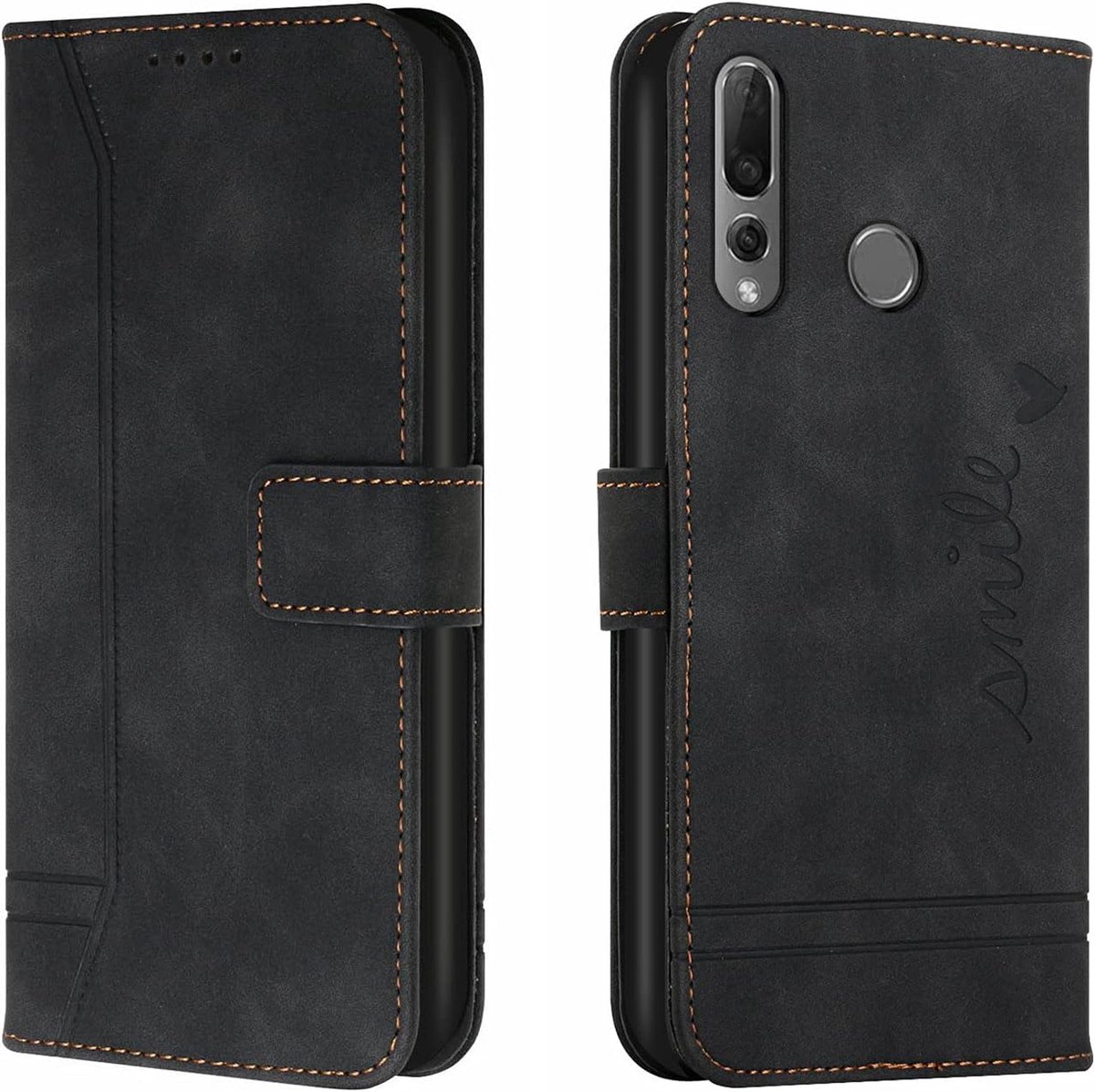 Telefoonhoesje voor Huawei P Smart Z / Y9 Prime 2019, PU Lederen Flip Wallet Case met Kaartenvakken en Folio Cover Beschermhoesje voor Huawei P Smart Z / Y9 Prime 2019, Zwart