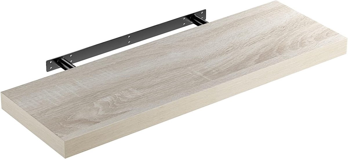 Wandplank Hout met Bevestiging 50-110 cm Zwevend 15 kg Draagkracht Keuken Woonkamer Kantoor Badkamer Plank Keukenplank Eiken 70 cm