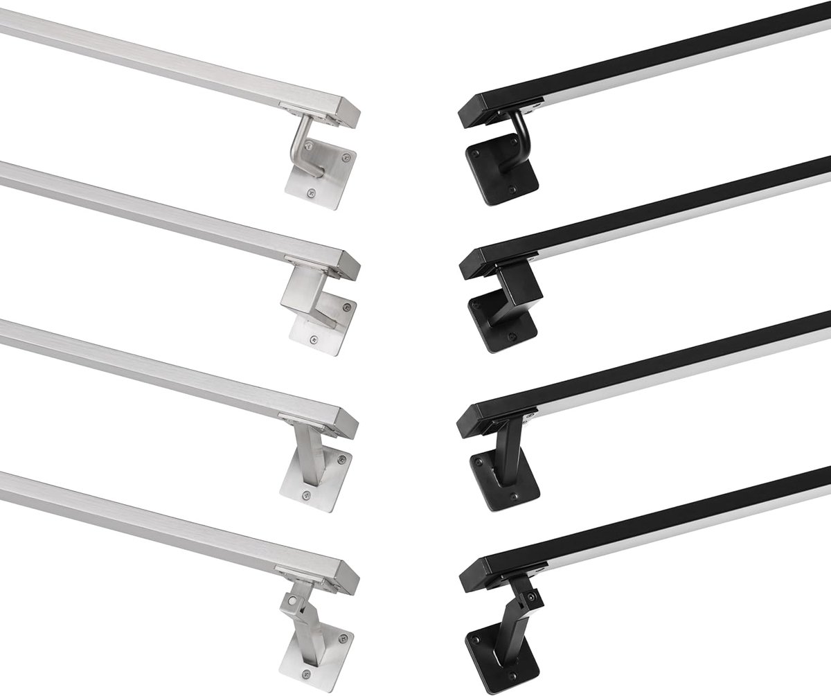 Goods Berlin Handgreepset OBLONG Metaal zwart / 3x stuks Handgreephouders ROUND & 200cm Trapleuning/roestvrij, gepoedercoate trapleuning/Handgreep trap binnen & buiten