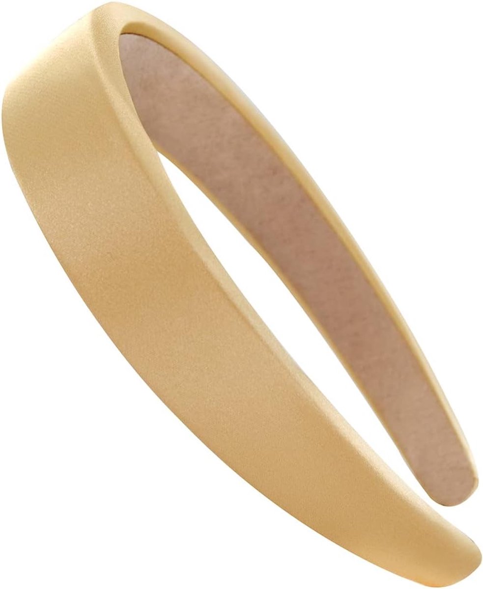 Axy Haarband met stof gevoerde Candy Colours en satijnen bekleding - Prachtige dameshoofdband haaraccessoires haarbanden HRK7A (goud)