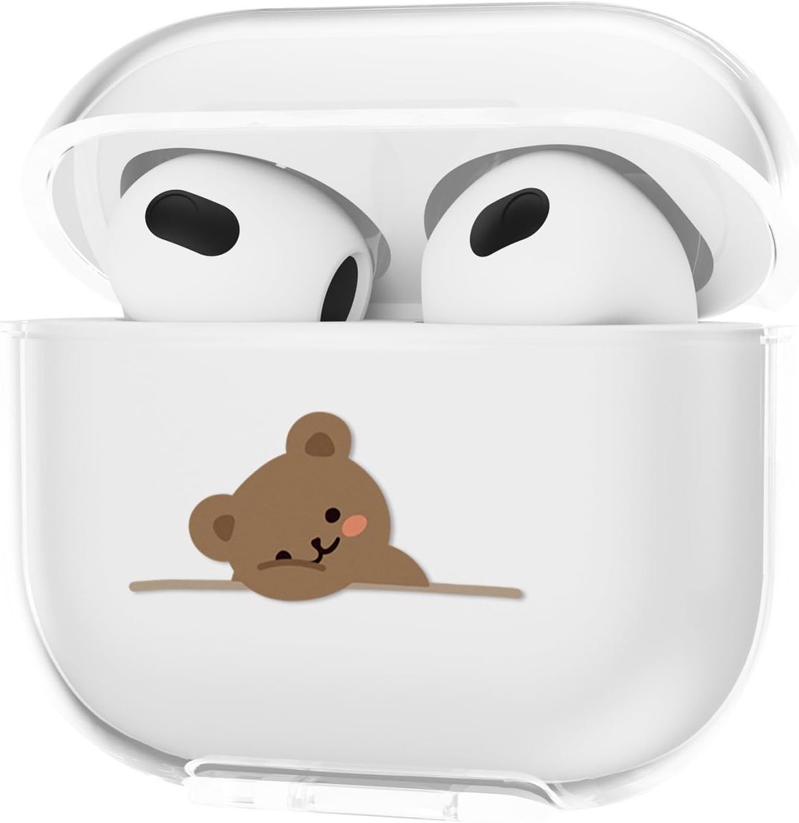 Hoofdtelefoonhoes voor AirPods 3 hoesje, transparant TPU-hoesje met schattig patroon Apple AirPods (3e generatie) oplaadcase case
