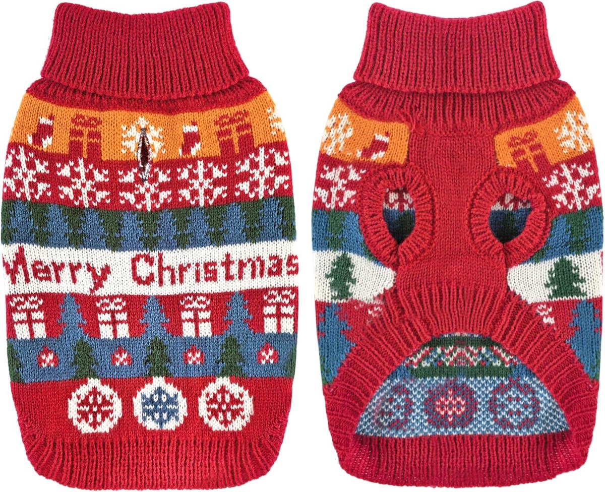 Sneeuwvlok trui puppy jas honden gebreide kerst winterkleding outfit hond trui gebreide fleece hondenpak voor kleine middelgrote honden katten chihuahua teddy M