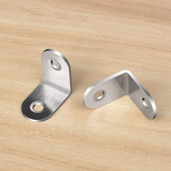 Set van 10 RVS-hoekbeugels - 30 x 30 x 18,5 mm met 20 schroeven - voor stevige bevestiging en ondersteuning — afbeelding 2