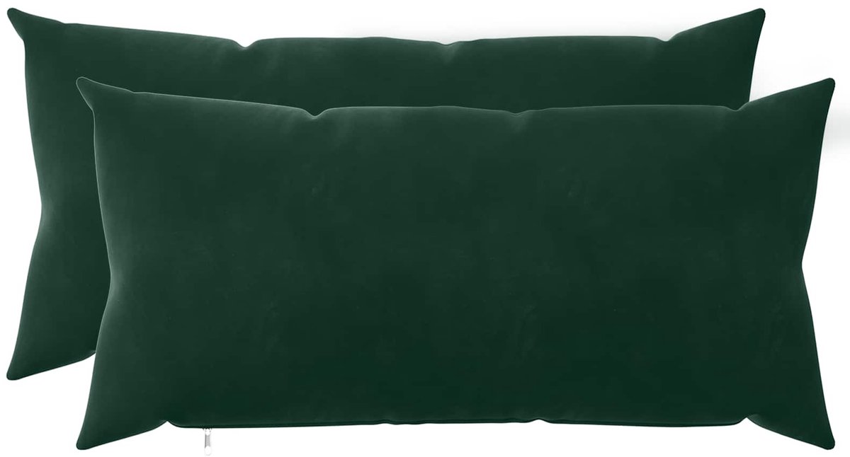 vidaXL Dekenkussen - 2 - st - HEERLEN - Donkergroen - 40 - x - 70 - cm - fluweel