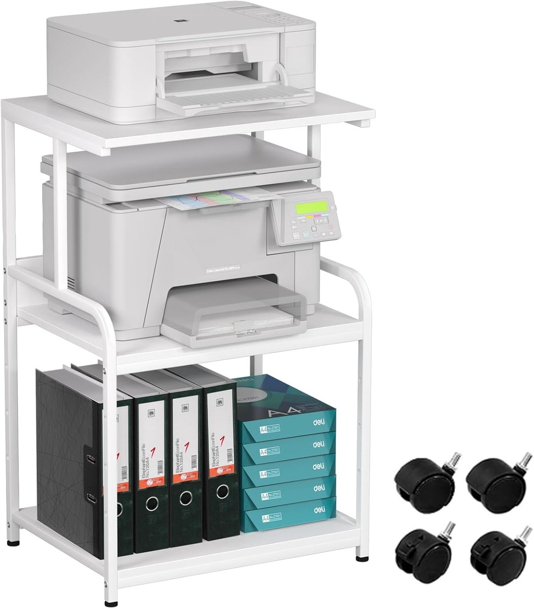 3 Layer Printer Stand, Printing Table with Wheels, Metal Printer Cart, Printer Rack for Office, Home, School and - ShopVlot