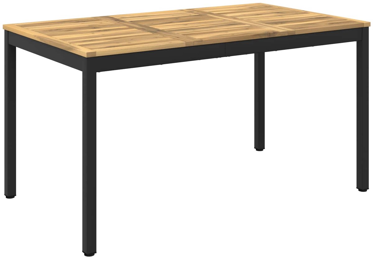 vidaXL Tuin - Eettafel - NAARDEN - Whitewash - en - zwart - 141 - x - 80,5 - x - 75 - cm Whitewash en zwart