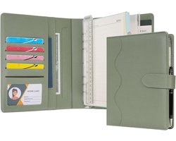 SnelShoppen - Wason A5 Notitieboekje - Herbruikbare Ringband Organizer met Clipboard en Schrijfblok - Luxe PU Leer - Groene Portfolio voor Zaken, Scho