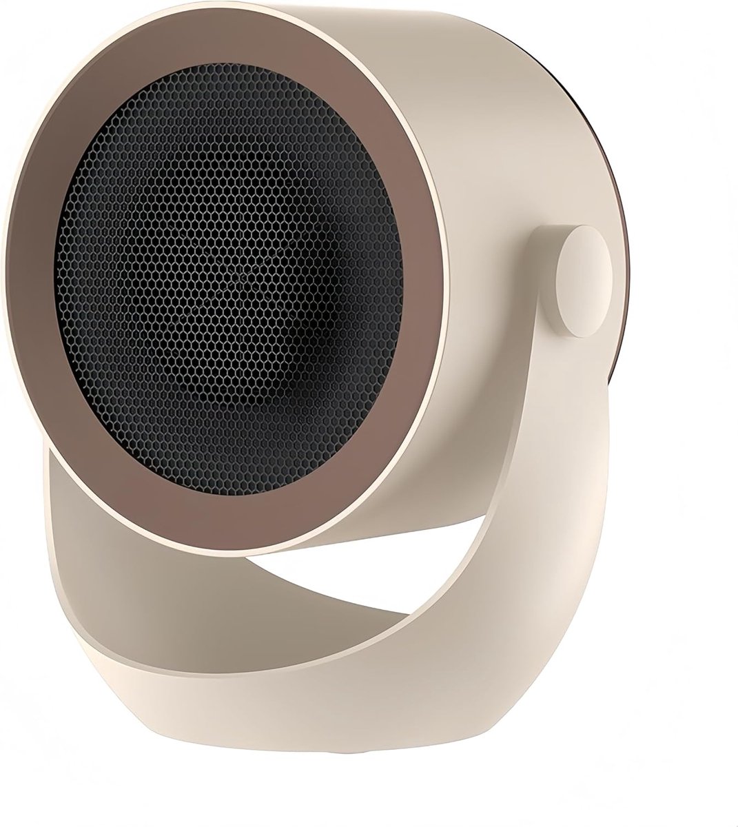 Draagbare elektrische kachel, snel opwarmend model met oververhittingsbeveiliging, stille en energiezuinige kleine ventilator, geschikt voor gebruik op kantoor/camping, beige/koffiekleur.