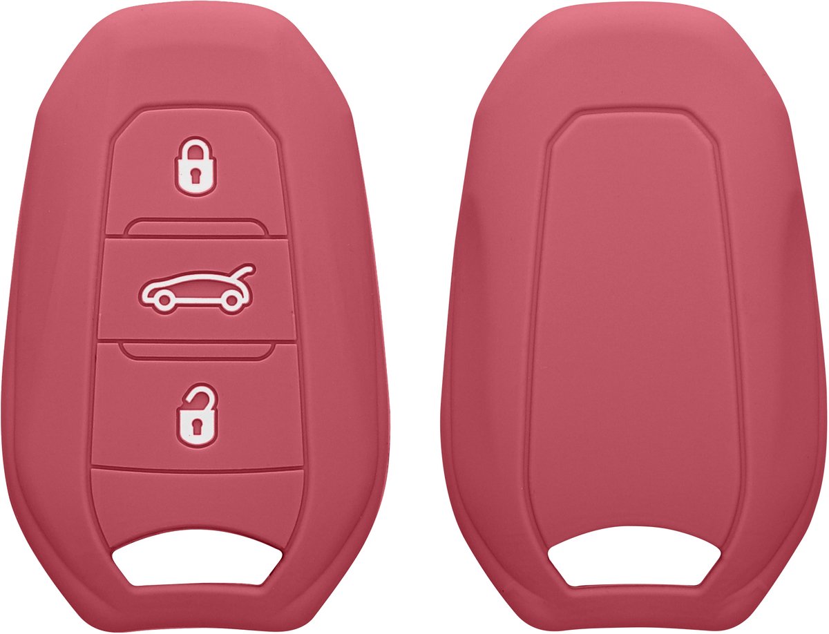 kwmobile autosleutel hoesje geschikt voor Peugeot Citroën 3-knops Smartkey (Keyless Go) hoes - TPU autosleutel behuizing - Beschermende auto sleutel case - Sleuteletui in donkerroze