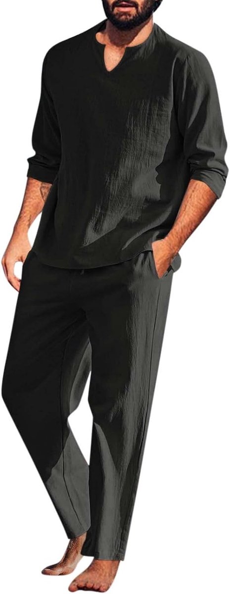 Trainingspak voor heren, 2-delig, boven- en onderkant, joggingpak, katoen, sweatshirt, ritssluiting, lange mouwen, warm, trendy, fitness, outdoor, herfst, winter, A99