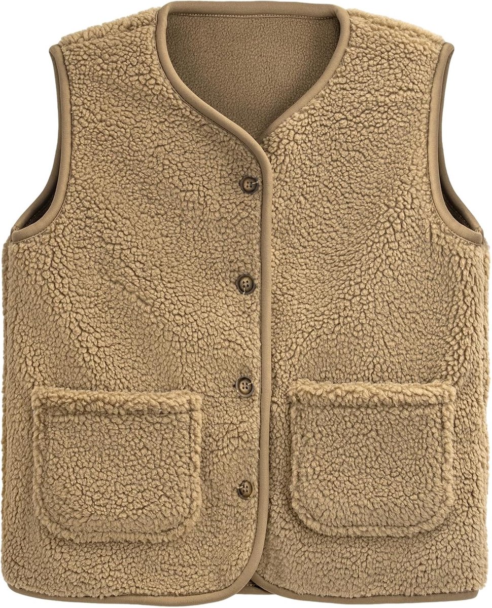 Vest voor kinderen, fleece vest met V-hals voor jongens en meisjes, warm pluche vest voor de winter