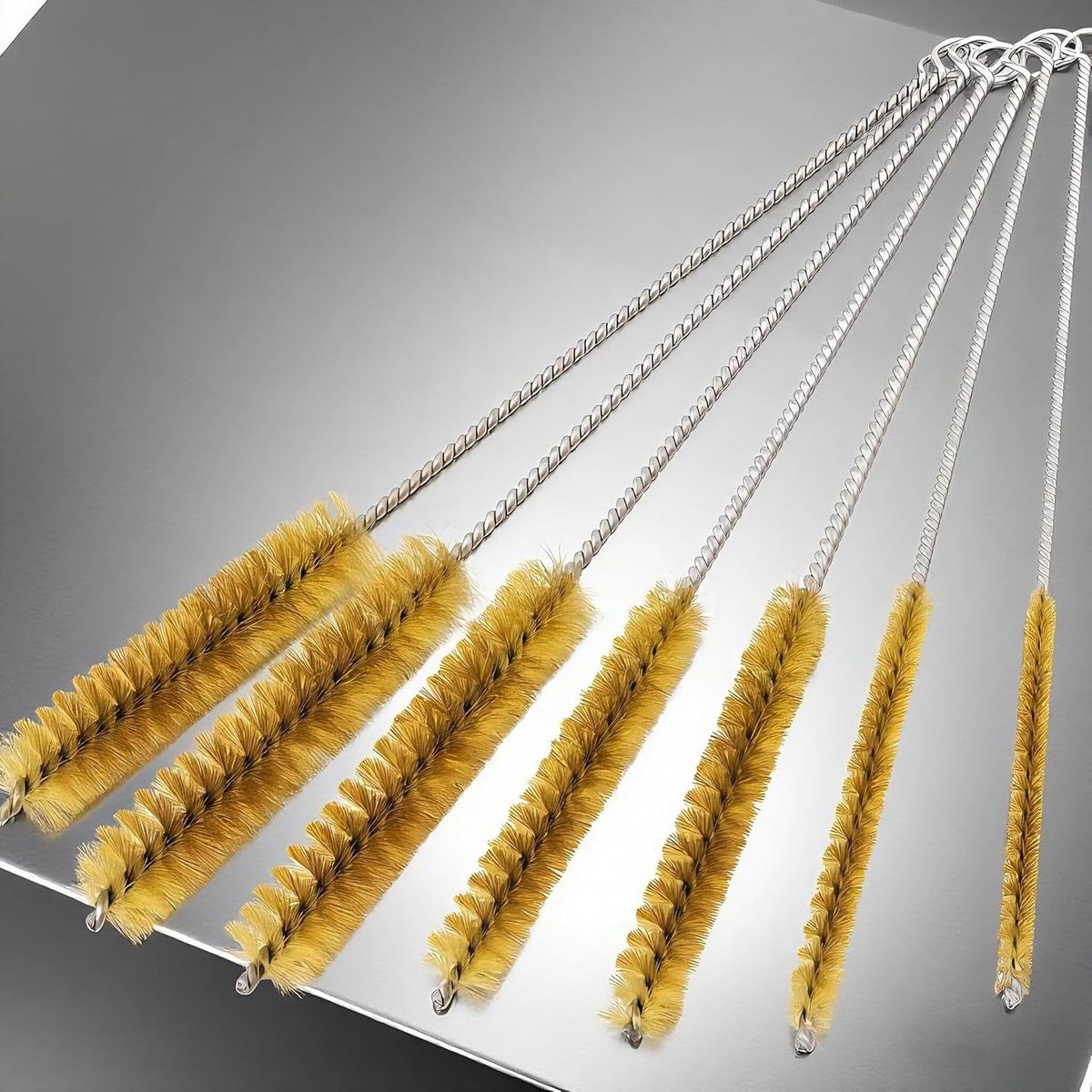 7 stuks messing cilinderborstels, messing buisreinigingsborstel, messing draadbuisborstels, multifunctionele reinigingsborstels, voor buisbuis, cilinderboorgaten, reiniging (6 mm/8 mm/10 mm/12 mm/15