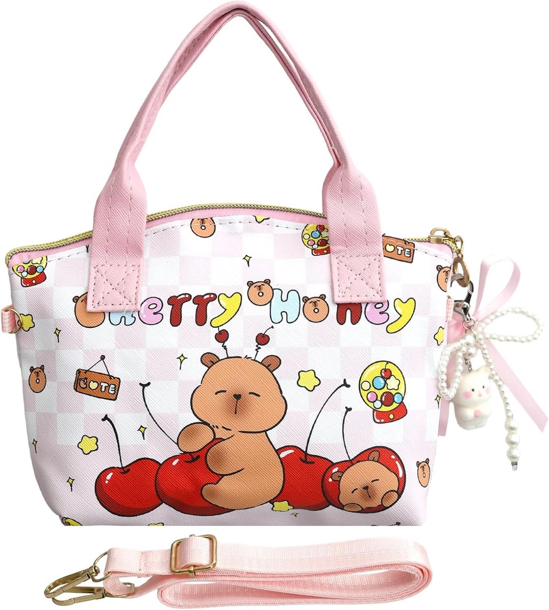 Schoudertas voor Kinderen, Mini Handtas met Sleutelhanger, Schattige Handtas voor Meisjes voor Dagelijks Gebruik en Reizen, Ideaal voor Speelgoed en Accessoires