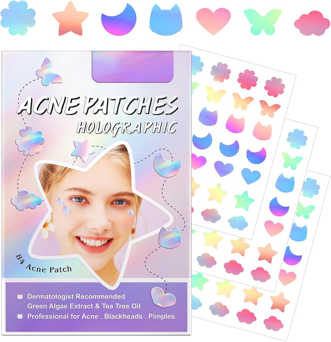 Hydrocolloïde Patches voor Acne, 84 Stuks, Onzichtbare Pimple Patches voor Huidbehandeling van Puistjes en Vlekken