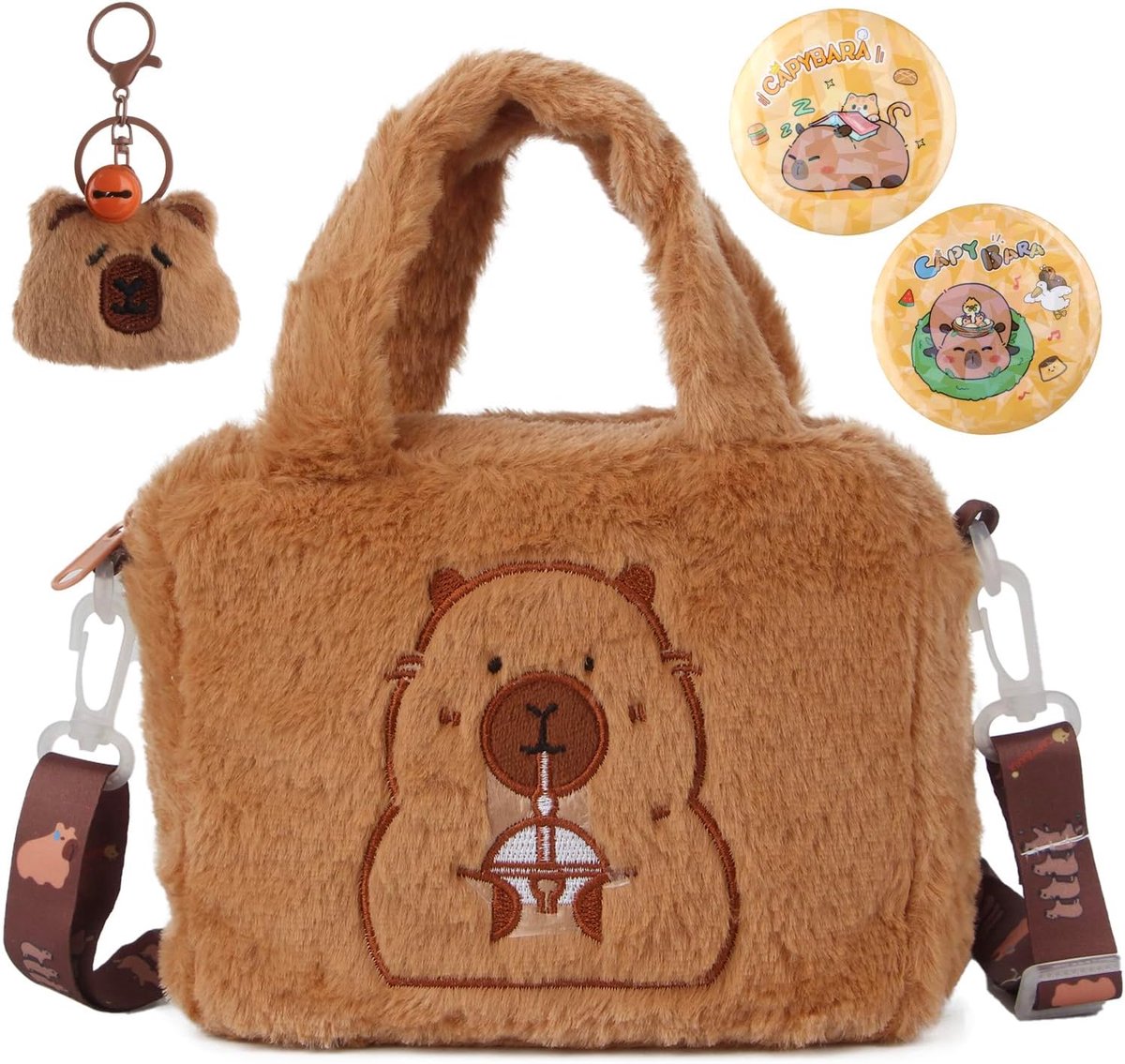 Realjoy Capybara tas, Capybara rugzak spullen met hanger en broches - ShopVlot