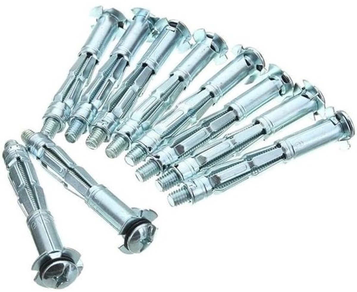 Set expansiepluggen - Muurankers - Voor zware bevestiging - Hoge hardheid - M8x37mm - Zilverkleurig
