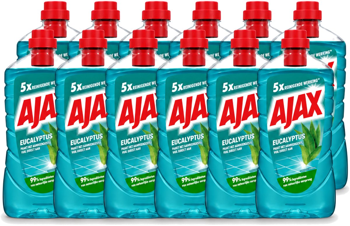 12 x Ajax – Allesreiniger – Eucalyptus – 1000 ml - Voordeelverpakking - 12 stuks