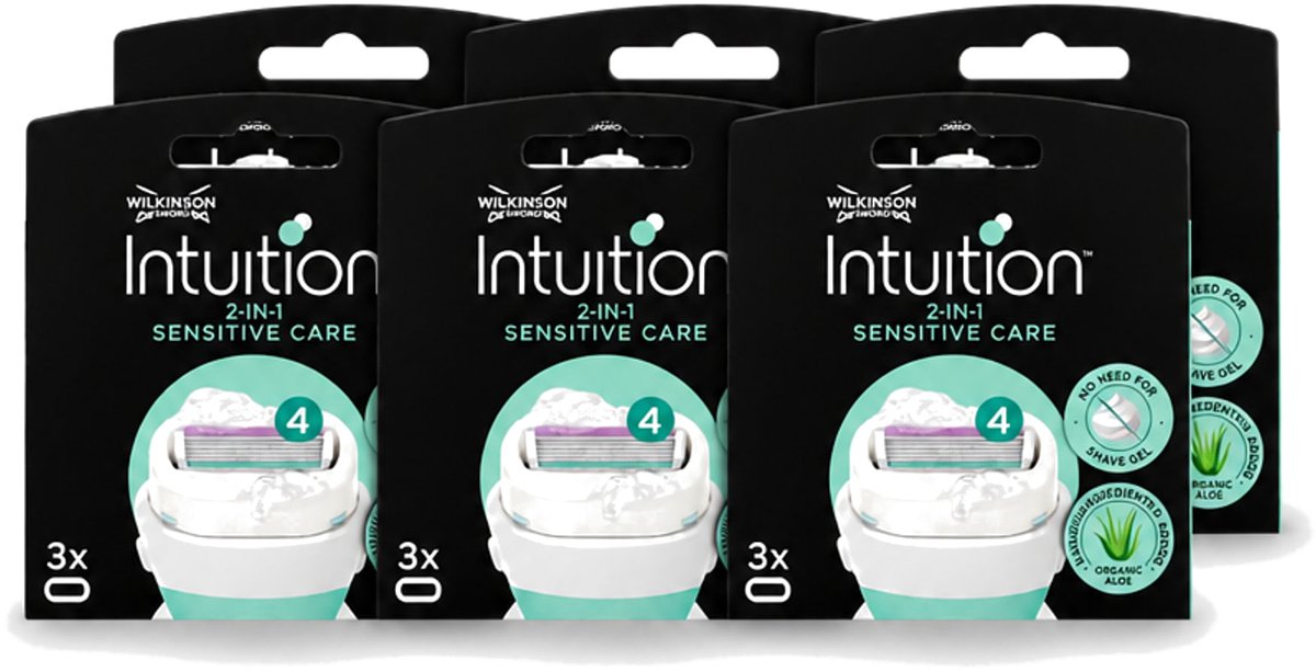 6 x Wilkinson – Scheermesjes – Intuition Dry Skin Sensitive Care – 3 Scheermesjes - Voordeelverpakking - 6 stuks