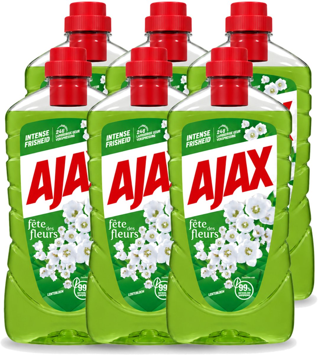 6 x Ajax - Allesreiniger - Fête des Fleurs - Lentebloem - Met Essentiële Oliën - 1 L - Voordeelverpakking - 6 stuks