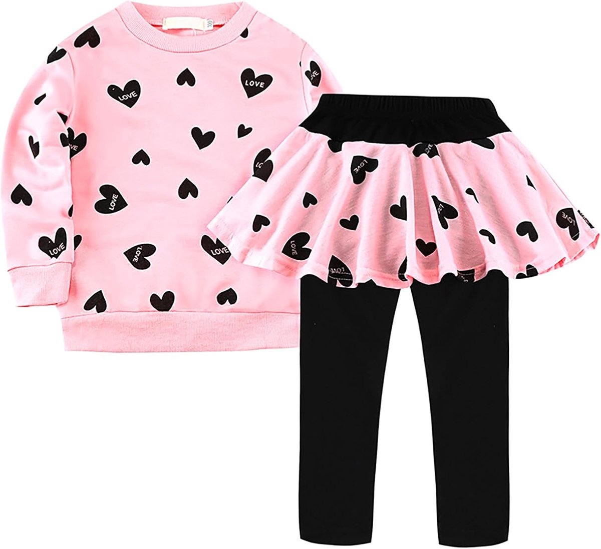 2-delige set voor meisjes, zomerkleding, katoen, T-shirt met kattenprint en roze shorts, schattige set voor kleine meisjes, dierliefhebbers, A19