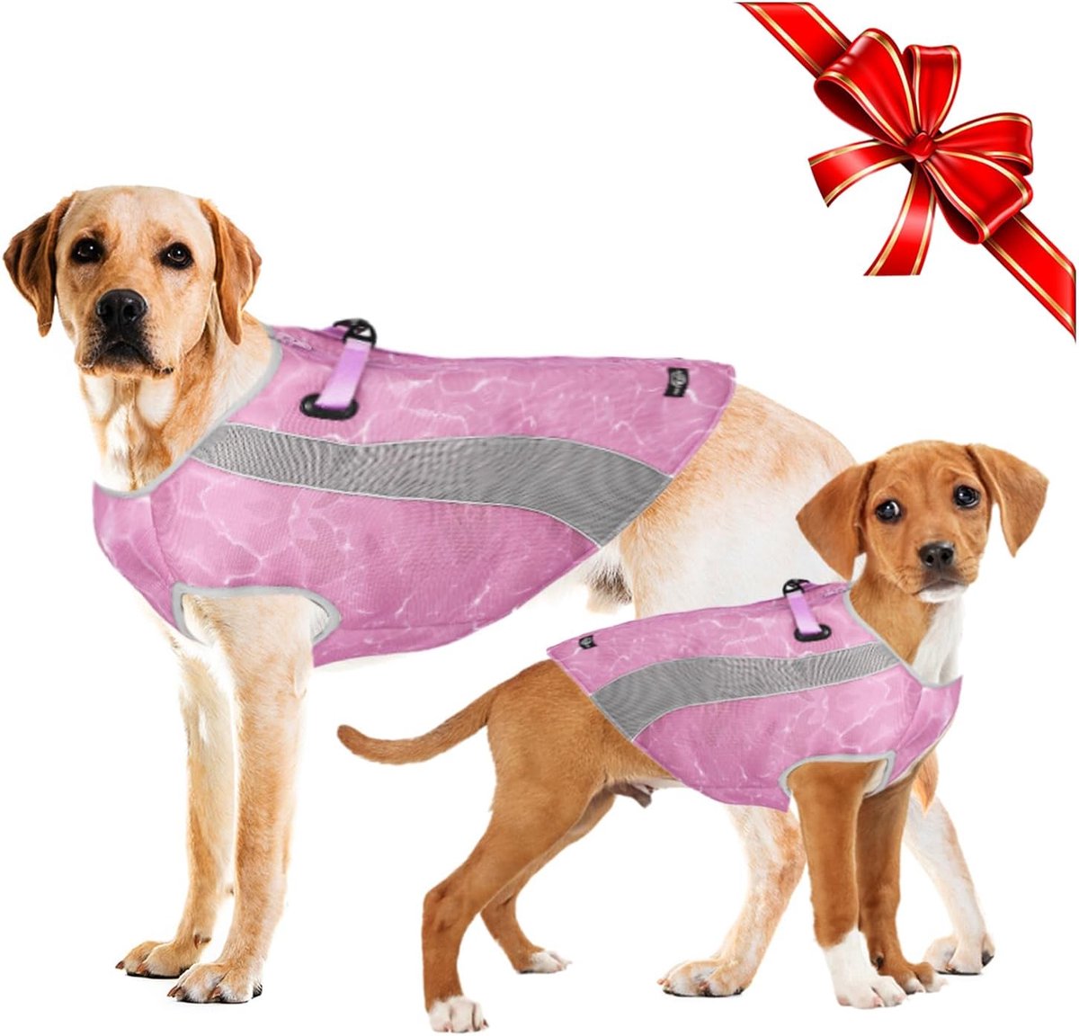 Hondenjas voor de winter en zomerhondenkoelvest voor twee doeleinden hondenjas met harnas D-klik en verstelbare dubbele rits, winddichte en warme hondenjas in de winter, geweekt voor hondenkoelvest in