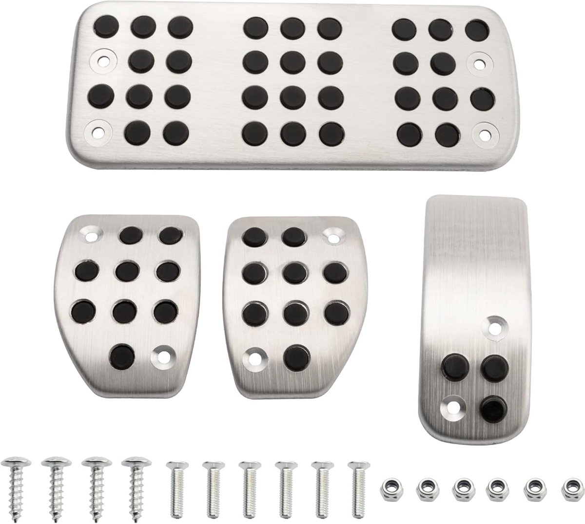 Pedaal Kit voor Peugeot, remgas-koppeling, voetkussen, vierdelige pedaalset met bevestigingsschroeven voor 207 301 307 208 2008 308 408 CC/ C3 C4 / DS3 DS4 DS6