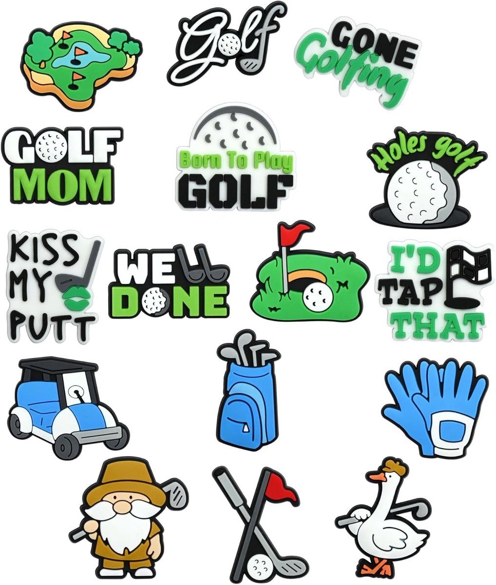 Golf Ball Shoe Decoration Charms, 16 Pcs ABS DIY Decorations for Clogs and Sandals, Versatile Craft Accessories for - ShopVlot
