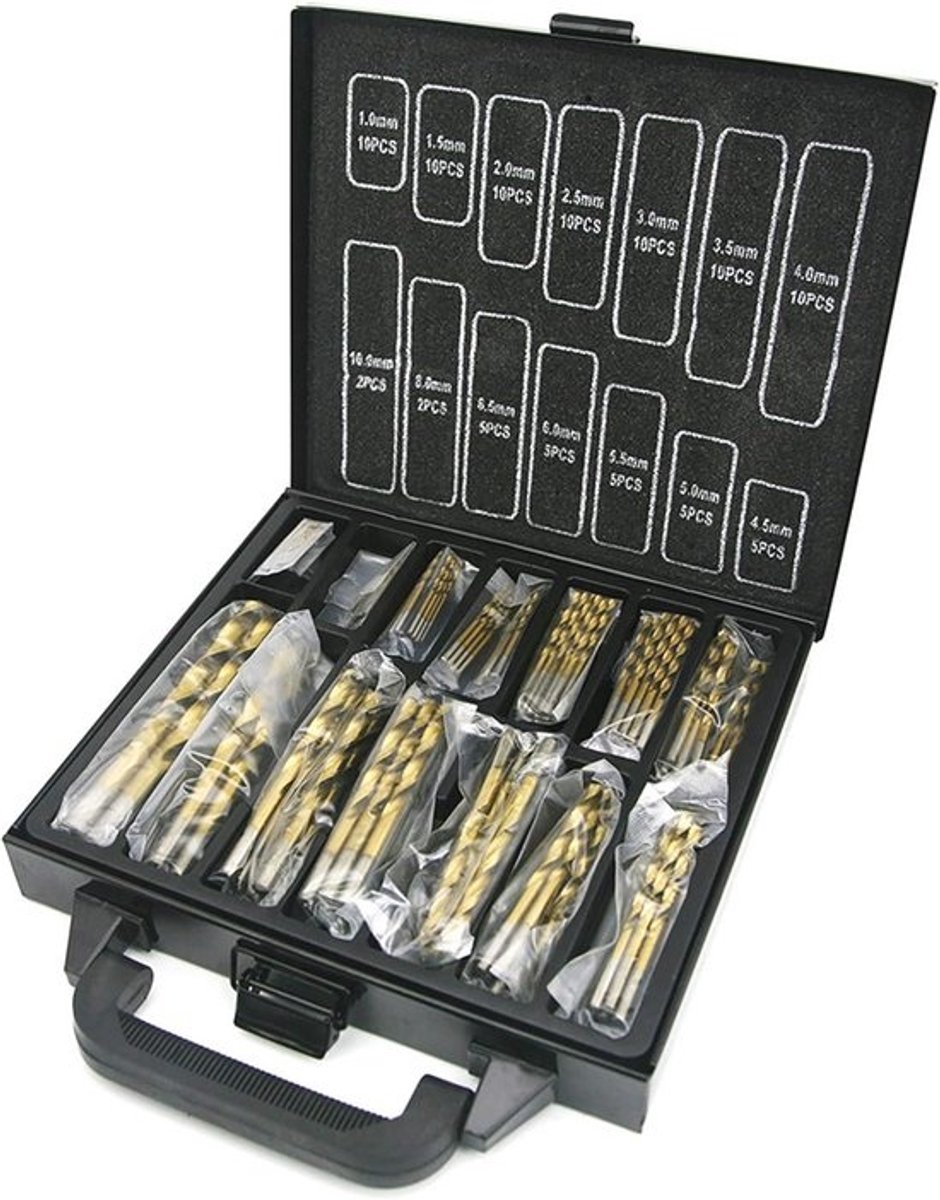 99 stuks - HSS-boorset met titaniumcoating - DIN338
