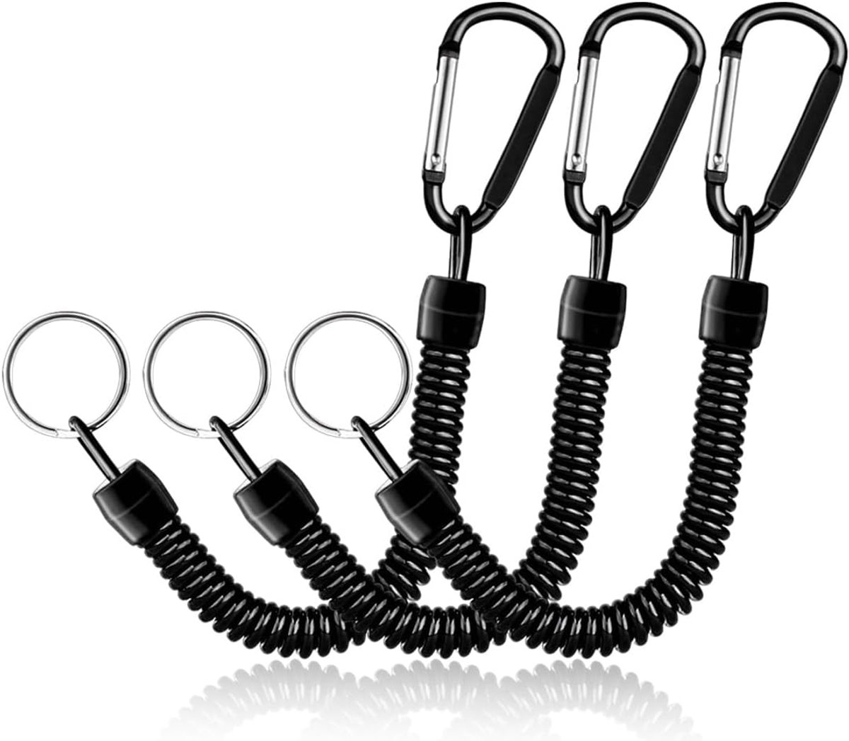 3 stuks sleutelhangers met karabijnhaak, elastische hengelsleutelhangers met intrekbare spoelen, uittrekbaar en - ShopVlot