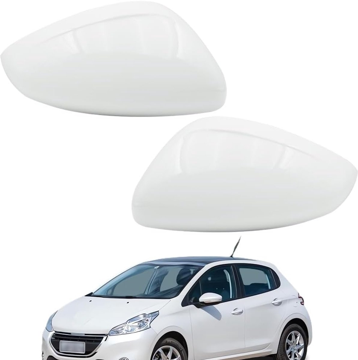 1 Pair Rear View Mirror Cover Car Mirror Covers Compatible with Peugeot 208 2013-2019, White - ShopVlot