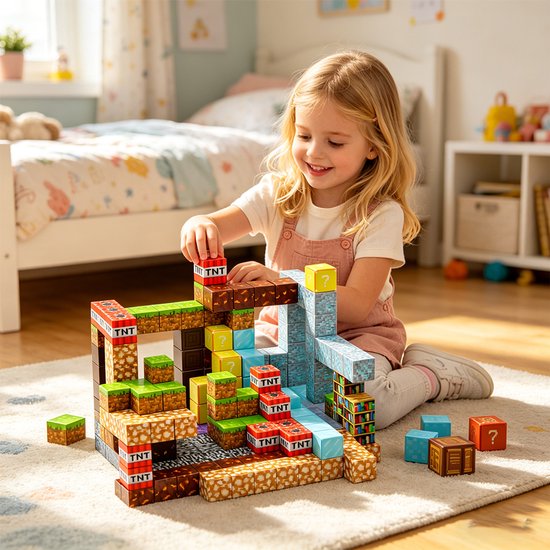 Magnetisch bouwblokkenspeelgoed – 220 stuks - inclusief 2 minifiguren - Magnetische bouwblokken – Bouwblokkenspeelgoed - Magnetische kubussen – Magnetisch bouwspeelgoed – Montessorispeelgoed – Kinderspeelgoed – Educatief speelgoed