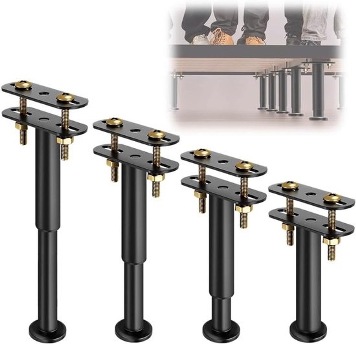 Verstelbare bedpoten - Meubelsteunen - Voor het verstevigen van meubels - Hoge draagkracht - 18-32 cm - Zwart