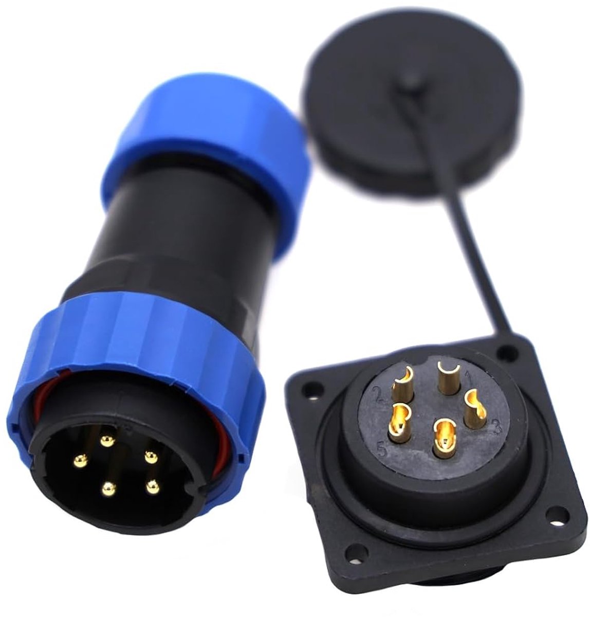 SD28 28MM square waterproof IP68 aviation led plug power supply plug socket bulkhead male female plug (5pin - ShopVlot