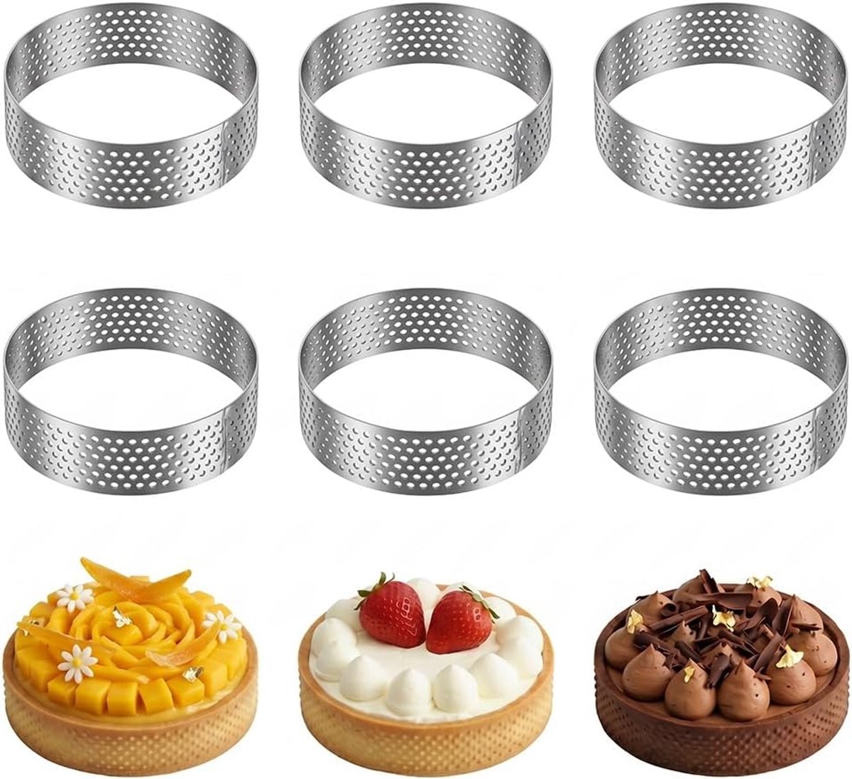 Bakcirkel Ø 8 cm - Geperforeerd roestvrij staal - Effectieve ontgassing - Voor knapperige mini-cakes - ShopVlot