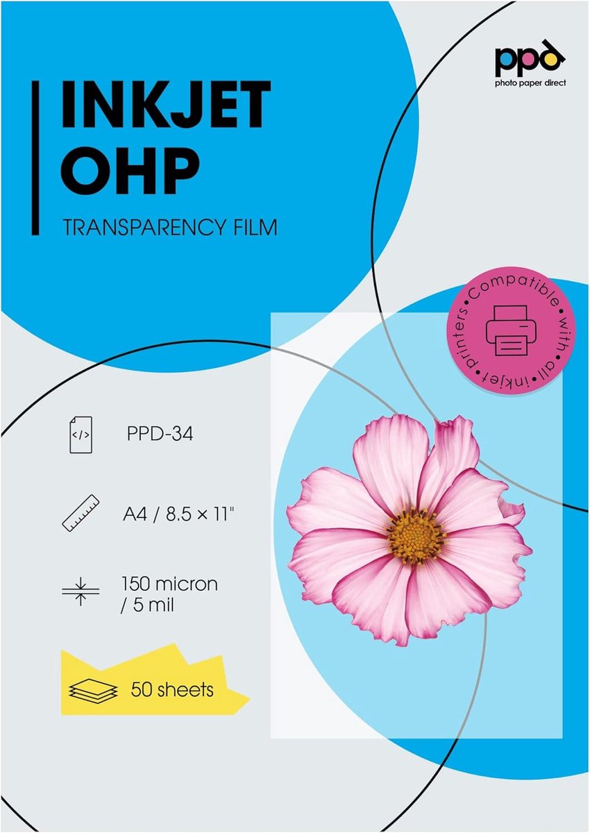 SnelShoppen - 50 A4 Transparante Overhead Film voor Inkjet - Premium Microporeuze Coating - Sneldrogende Full Colour Prints - Ideaal voor Presentaties